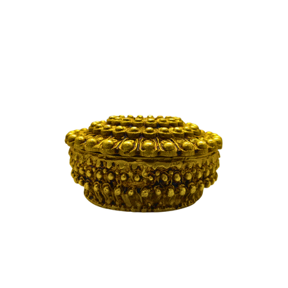 Golden Brass Round Jewelry & Kumkum Box – Spiritual Home Decor