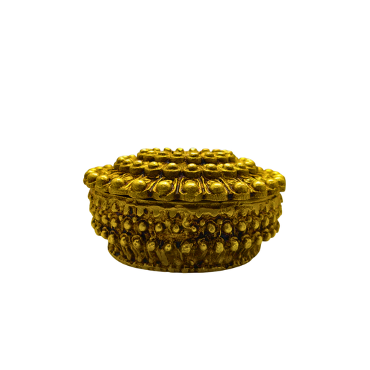 Golden Brass Round Jewelry & Kumkum Box – Spiritual Home Decor