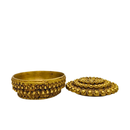 Golden Brass Round Jewelry & Kumkum Box – Spiritual Home Decor
