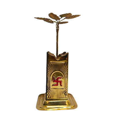 Brass Tulsi Tree with Swastik Base – Auspicious Mandir & Griha Pravesh Decor
