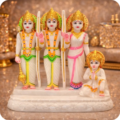 Premium Ram Darbar Marble Finish Statue for Home Mandir & Pooja