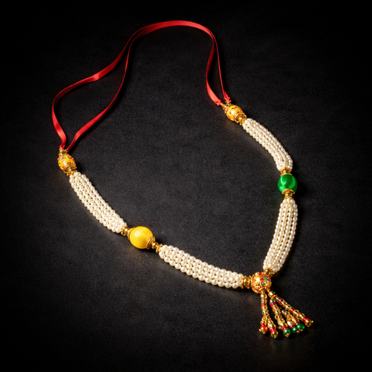 Traditional Pearl Beads Decorative Mala with Multicolor Latkan | Festive & Wedding Use