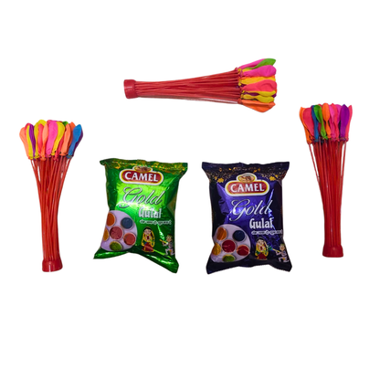 Emerald Royale Holi Gift Hamper – 2 Premium Gulal & Water Balloon Pack