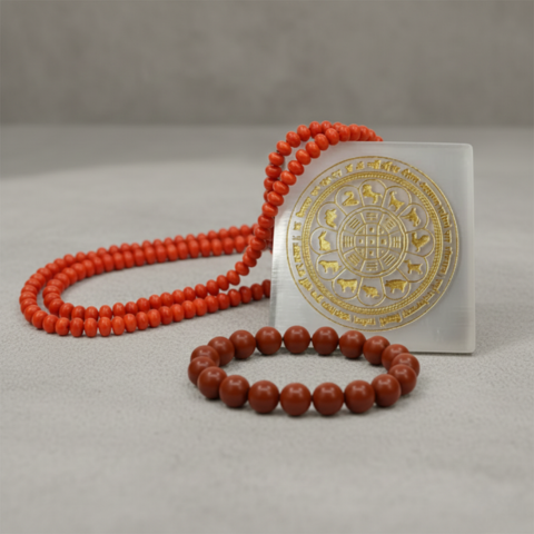 Selenite Aura Cleansing Combo – Charging Plate with Energy Mala & Power Bracelet