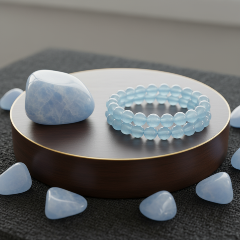 Celestial Angelite Peace Bracelet – Tranquility, Communication & Spiritual Connection Stone