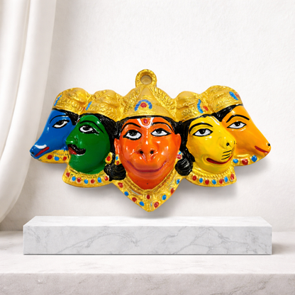 Shree Panchmukhi Hanuman Wall Mask – Colorful Spiritual Decor