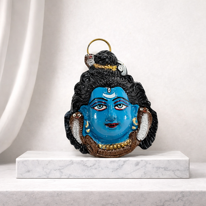 Divine Blue Shiva Wall Mask – Handcrafted Spiritual Decor