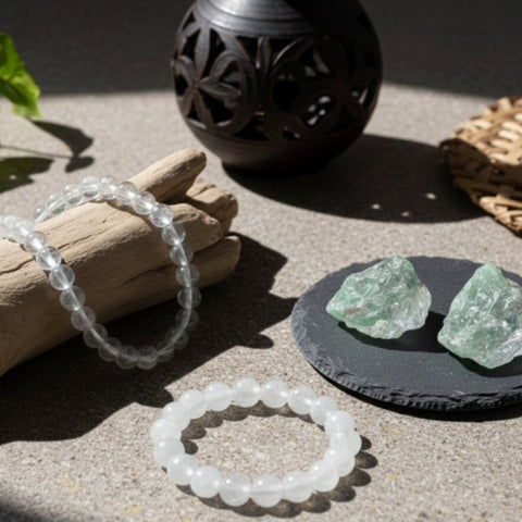 Clear Quartz Crystal Bracelet – Energy Amplifying Healing Stone Jewelry
