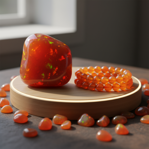 Natural Fire Opal Energy Bracelet – Vitality, Creativity & Emotional Balance Stone
