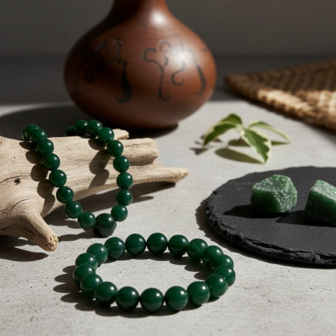 Dark Green Aventurine Bracelet – Success, Luck & Heart Chakra Crystal Jewelry