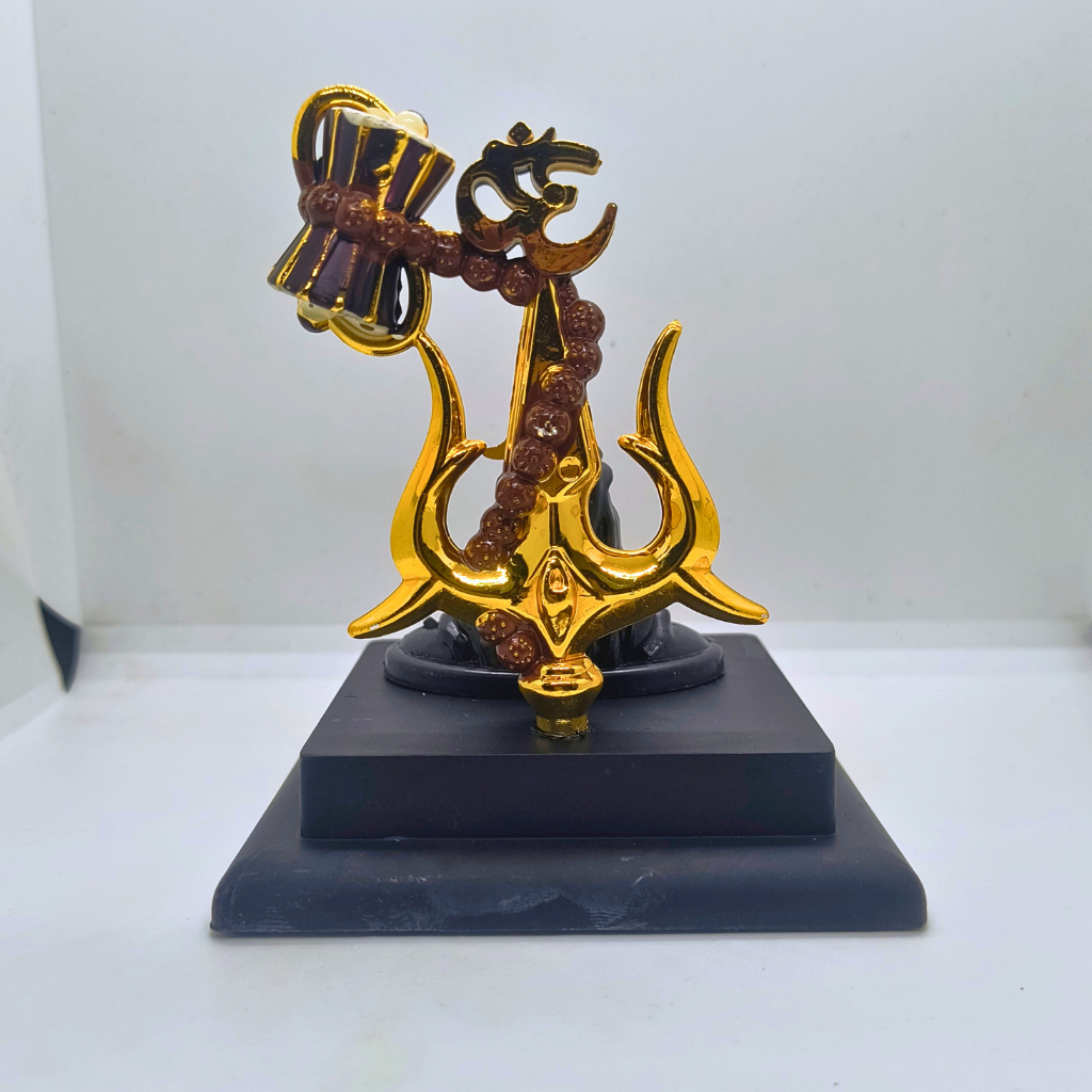 Mahadev Trishul with Om Damru & Rudraksha Decorative Showpiece