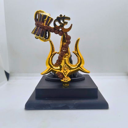 Mahadev Trishul with Om Damru & Rudraksha Decorative Showpiece