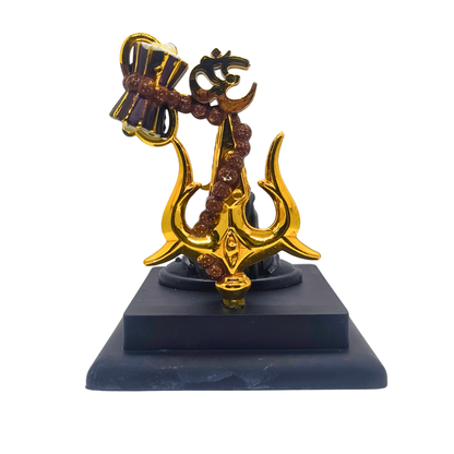 Mahadev Trishul with Om Damru & Rudraksha Decorative Showpiece