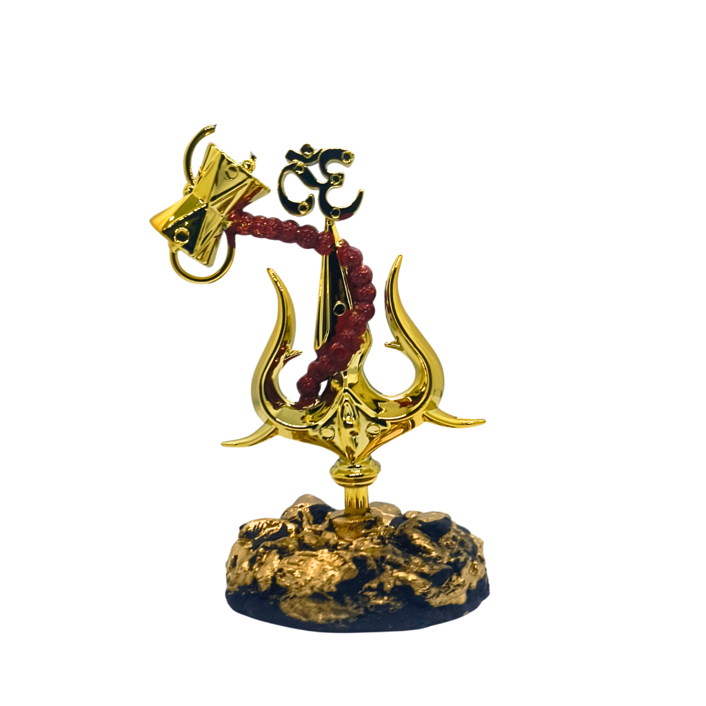 Mahadev Trishul with Om Damru & Rudraksha Decorative Showpiece