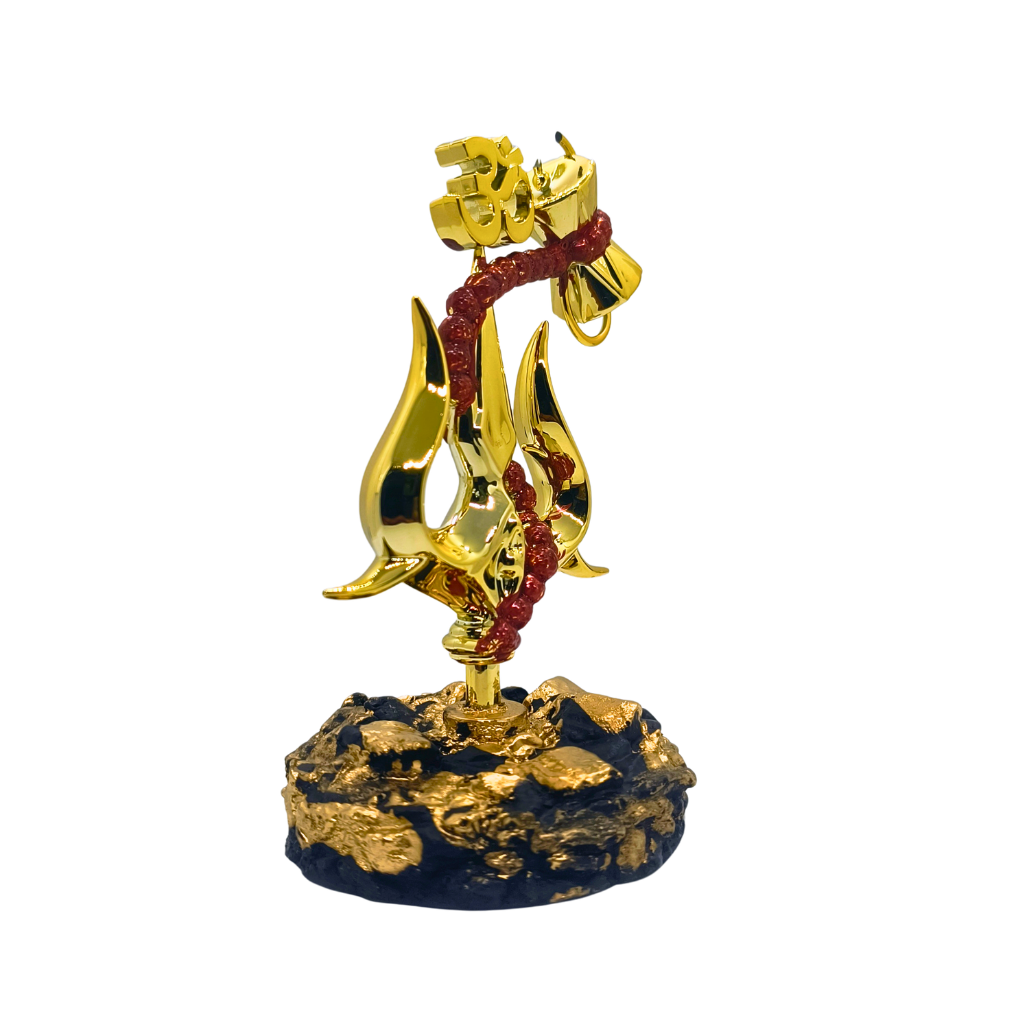 Mahadev Trishul with Om Damru & Rudraksha Decorative Showpiece