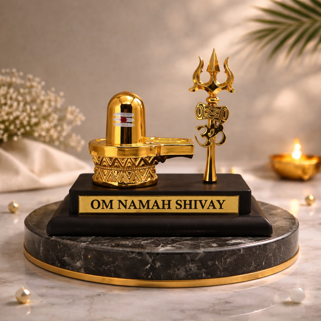 Om Namah Shivay Shivling with Trishul Decorative Showpiece