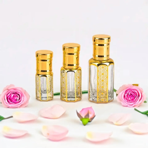 Divine Rose Attar Set – Ornate Gold Bottles.