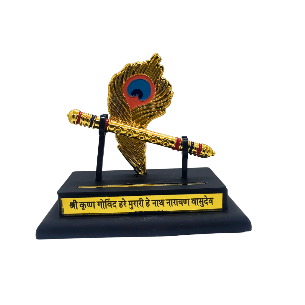 Shri Krishna Bansuri with Mor Pankh Decorative Showpiece for Home Decor