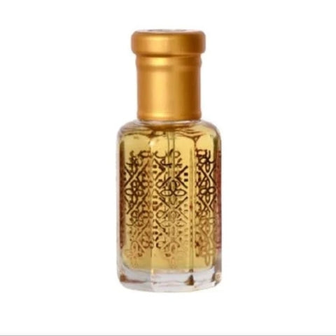 Divine Woody Attar Flask – Ornate Gold Design.