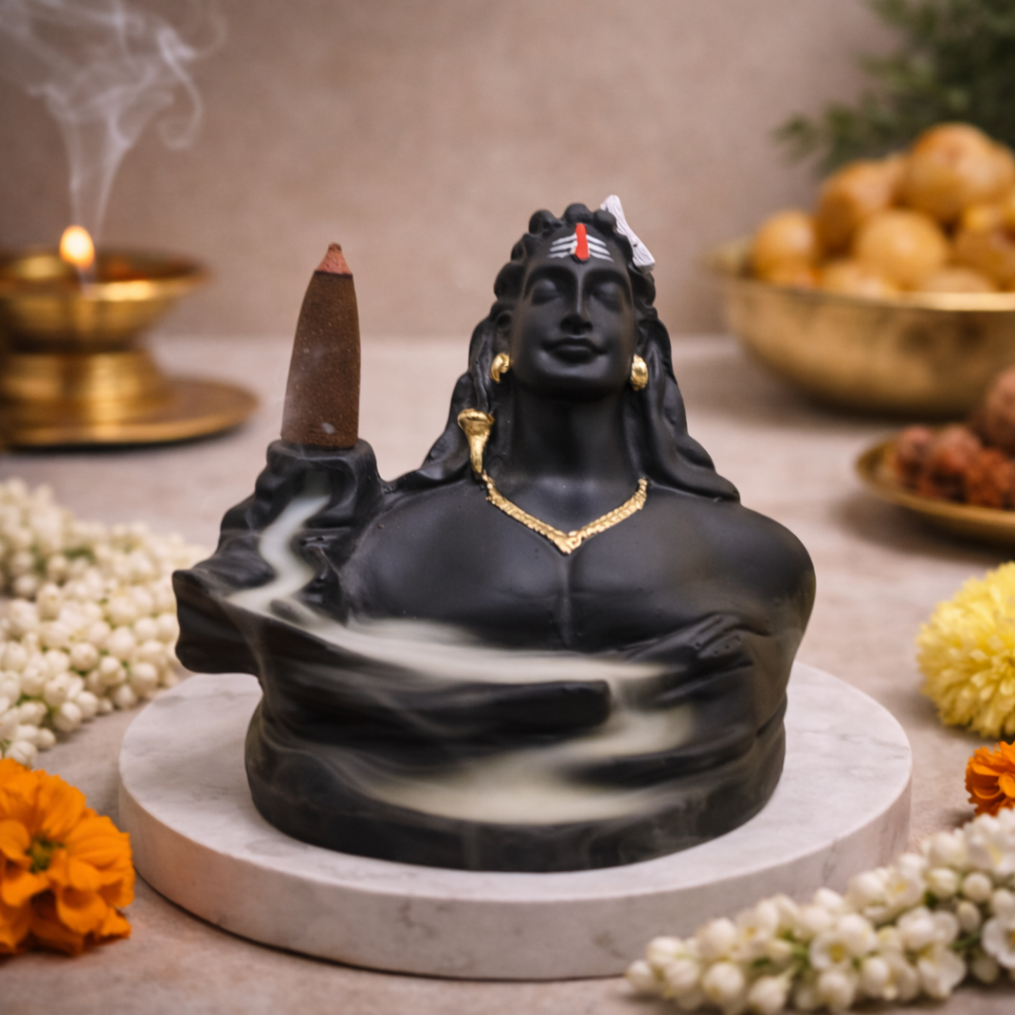 Adiyogi Shiva Smoke Fountain Incense Burner