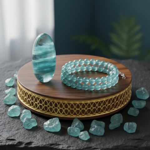 Oceanic Aquamarine Tranquility Bracelet – Calmness, Courage & Clarity Stone