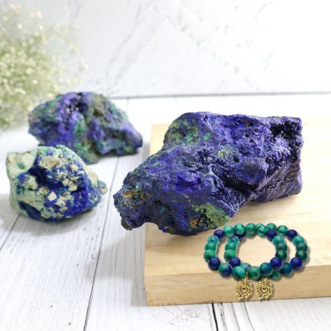 Azurite Malachite Bracelet – Natural Blue-Green Gemstone Jewelry for Healing & Balance