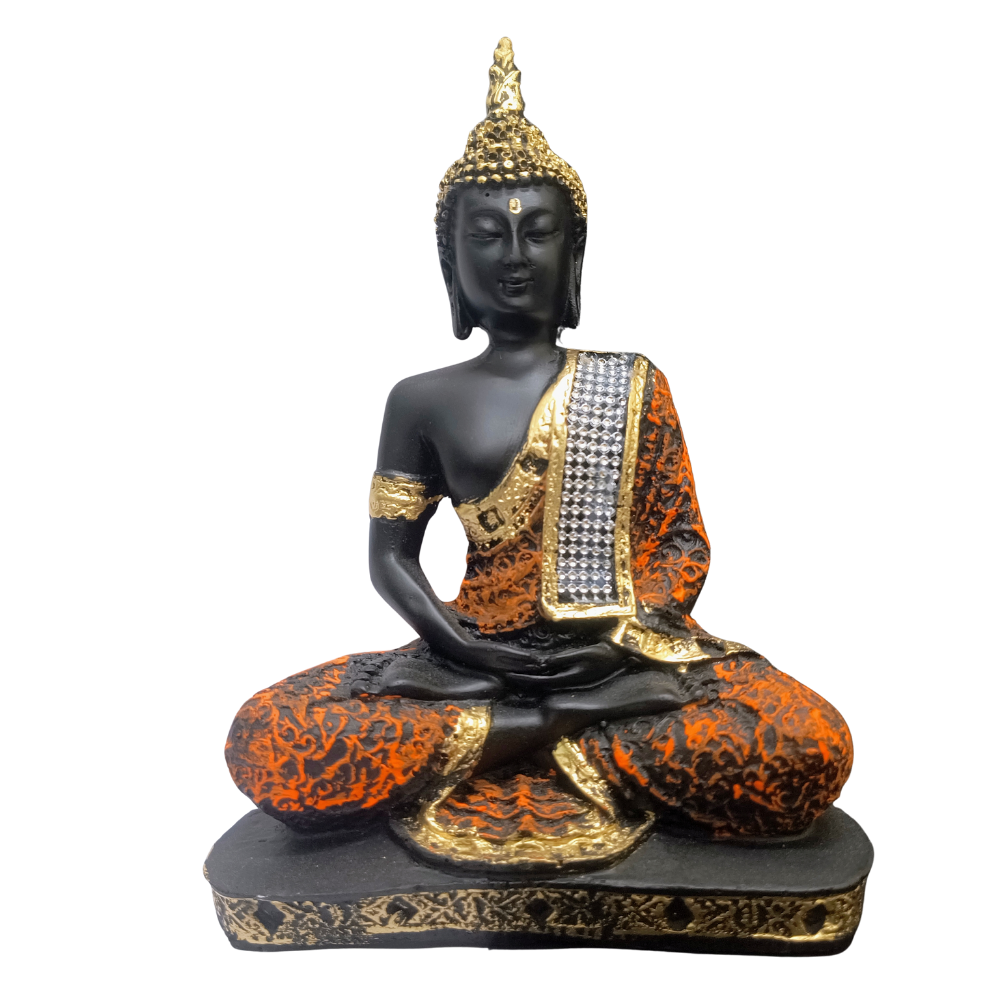 Premium Meditating Buddha Idol Statue – Black & Gold Spiritual Home Décor