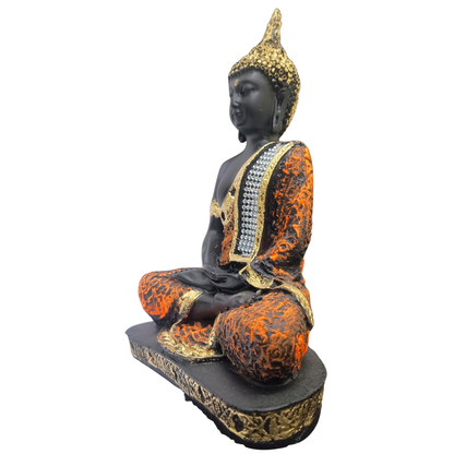 Premium Meditating Buddha Idol Statue – Black & Gold Spiritual Home Décor