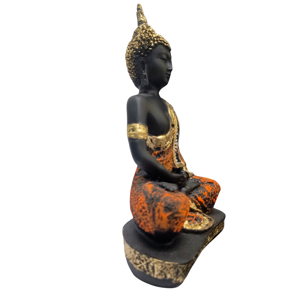 Premium Meditating Buddha Idol Statue – Black & Gold Spiritual Home Décor
