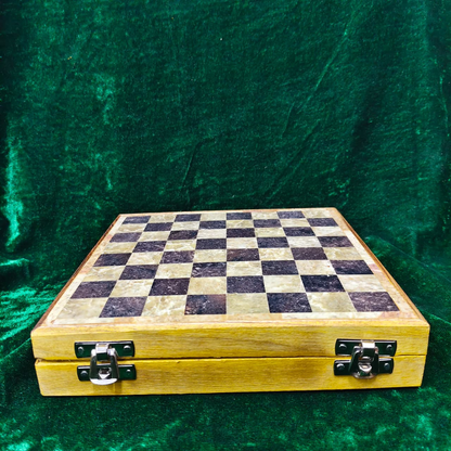 Premium Marble Chess Board with Wooden Storage Box – Classic Strategy Game Set