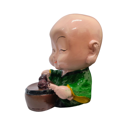 Drummer Monk Figurine – Cute Music Monk Showpiece for Home Décor