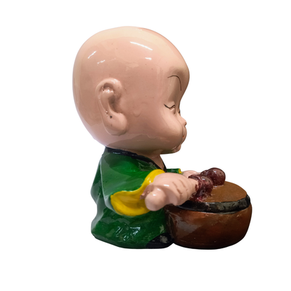 Drummer Monk Figurine – Cute Music Monk Showpiece for Home Décor