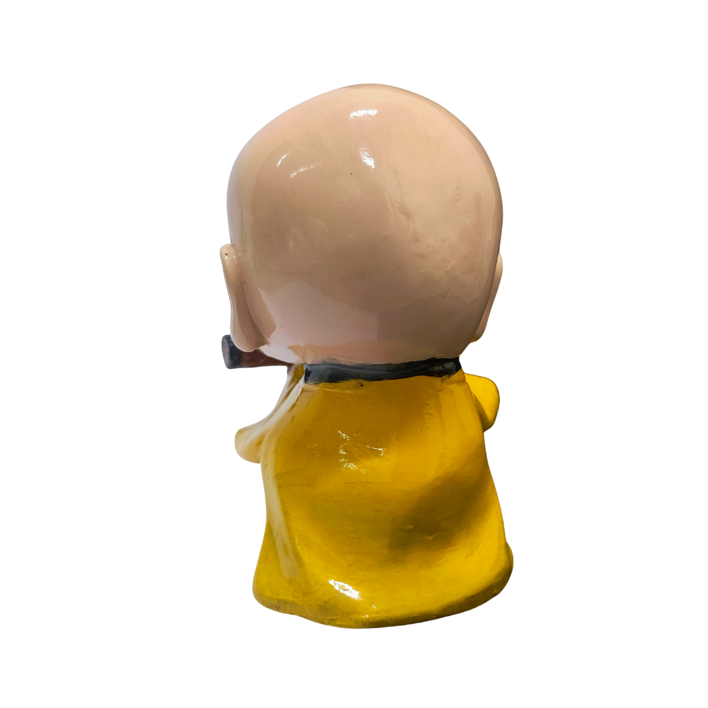 Flute Playing Monk Figurine – Cute Zen Monk Statue for Peace & Home Décor