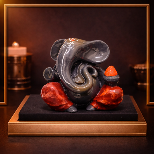 Modern Black Ganesha Idol with Modak – Luxury Vastu & Home Decor Showpiece