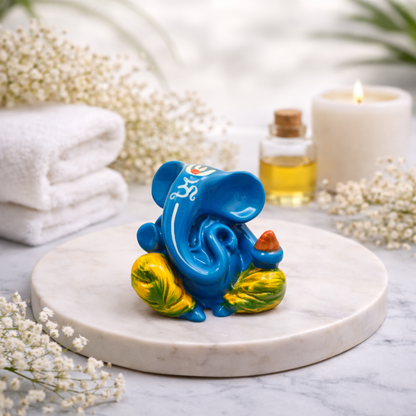 Lord Ganesha Polyresin Idol – Blue Ganpati Decorative Showpiece