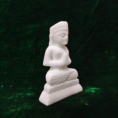 Spiritual White Marble Buddha Statue for Pooja & Meditation