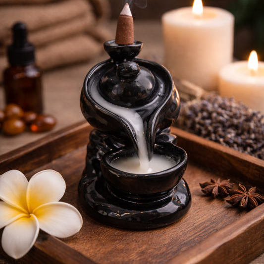 Backflow Incense Burner Cup Fountain | Smoke Waterfall Aromatherapy Decor