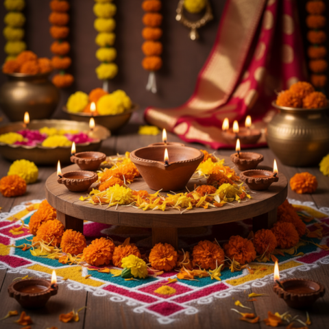 Divine Blossom Diya (5 Piece)