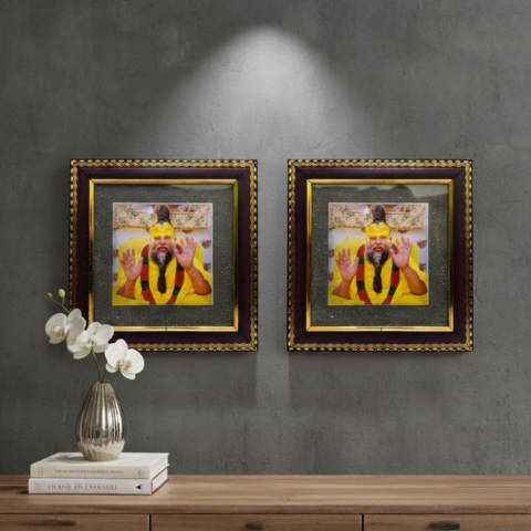 Pyrite Photo Frame Combo (Khatu Shyam Ji + Maharaj Ji)