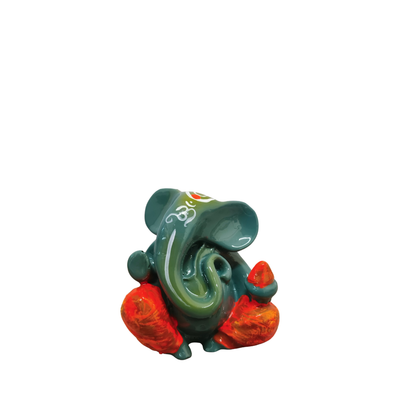 Lord Ganesha Polyresin Idol – Green Ganpati Decorative Showpiece