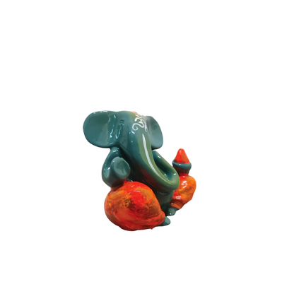 Lord Ganesha Polyresin Idol – Green Ganpati Decorative Showpiece