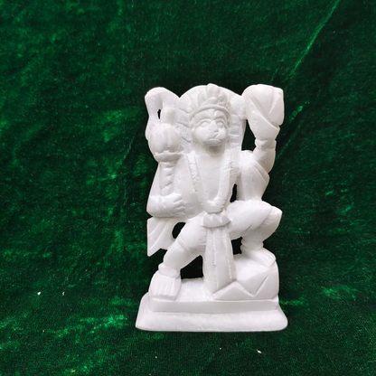 Sacred White Marble Hanuman Statue for Pooja & Vastu