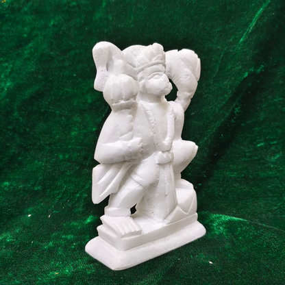 Sacred White Marble Hanuman Statue for Pooja & Vastu