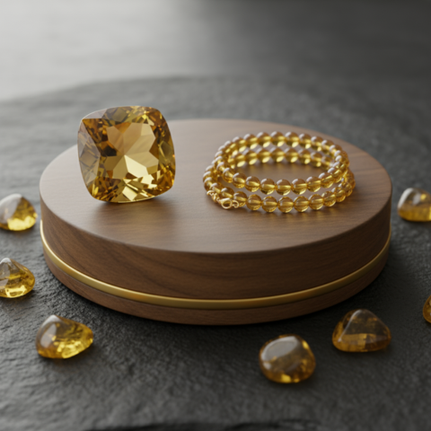 Elegant Citrine Gemstone Jewelry Set – Natural Yellow Crystal Collection
