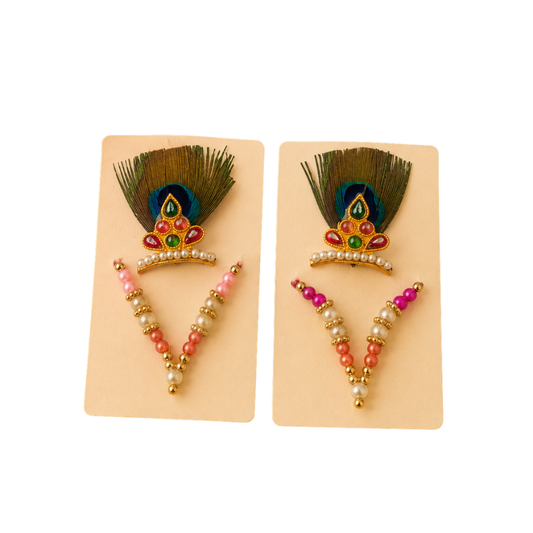 Shahi Ladoo Gopal Mukut Set – Pearl & Stone Designer Thakur Ji Crown