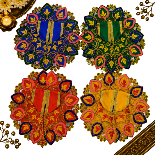 Ladoo Gopal Dress Set of 4 – Multicolor Designer Thakur Ji Poshak for Krishna Idol