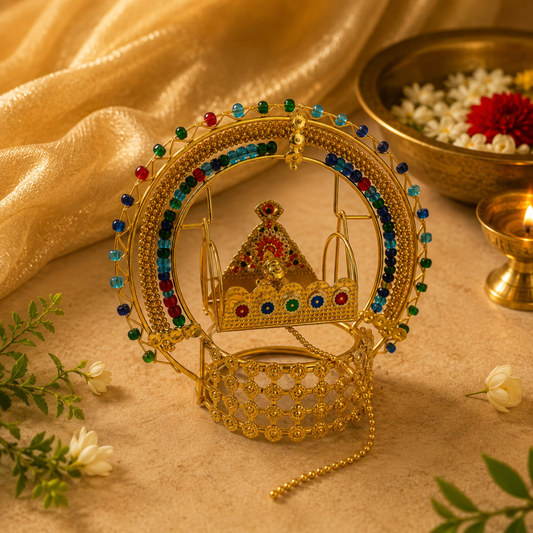 Ladoo Gopal Jhula – Designer Golden Beaded Thakur Ji Swing