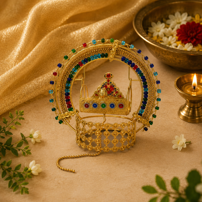 Ladoo Gopal Jhula – Designer Golden Beaded Thakur Ji Swing