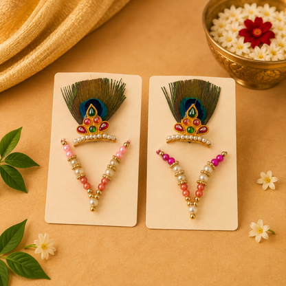 Shahi Ladoo Gopal Mukut Set – Pearl & Stone Designer Thakur Ji Crown