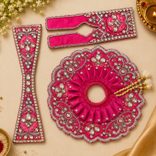 Ladoo Gopal Mukut Poshak Set – Designer Thakur Ji Shringar Dress
